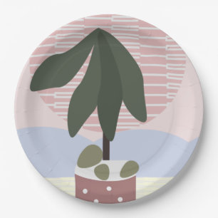 Avocado-Baum-Rosé-Stumpf-Geometrisch-Rosa-Grün Pappteller