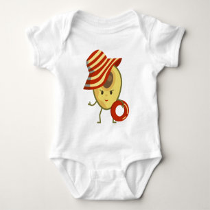 Avocado Beach Girl mit Sonnenmütze und Schwimmring Baby Strampler