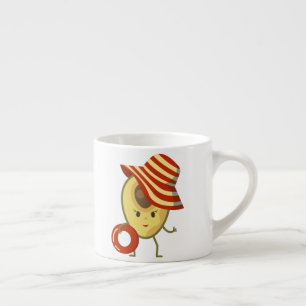 Avocado Beach Girl mit Sonnenmütze und Schwimmring Espressotasse