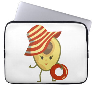 Avocado Beach Girl mit Sonnenmütze und Schwimmring Laptopschutzhülle