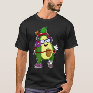 Avocado bei Musik mit Kopfhörer T-Shirt