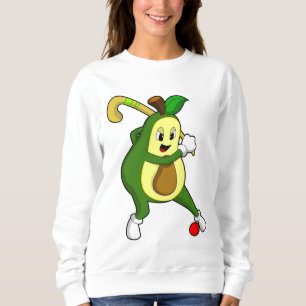 Avocado beim Hockey mit Hockeyschläger Sweatshirt