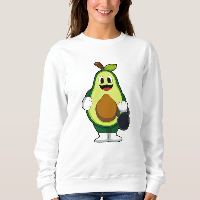 Avocado beim Krafttraining mit Dumbells Sweatshirt (Vorderseite)