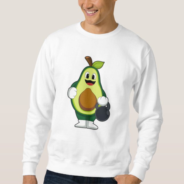Avocado beim Krafttraining mit Dumbells Sweatshirt (Vorderseite)