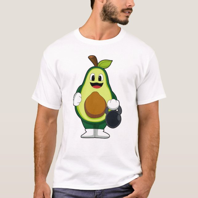 Avocado beim Krafttraining mit Dumbells T-Shirt (Vorderseite)
