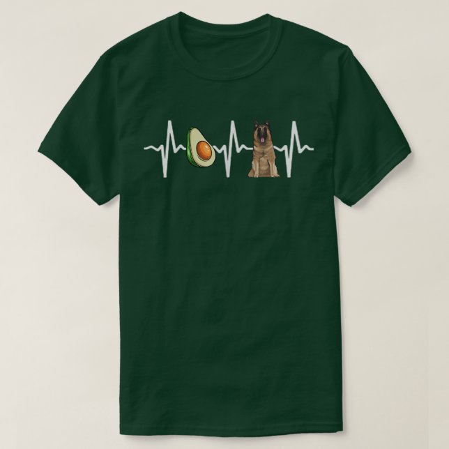 Avocado Belgisch Tervuren Heartbeat Dog Lover T-Shirt (Design vorne)