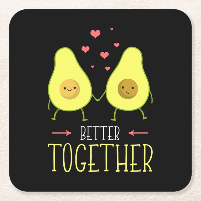 Avocado Better Together Rechteckiger Pappuntersetzer (Vorderseite)