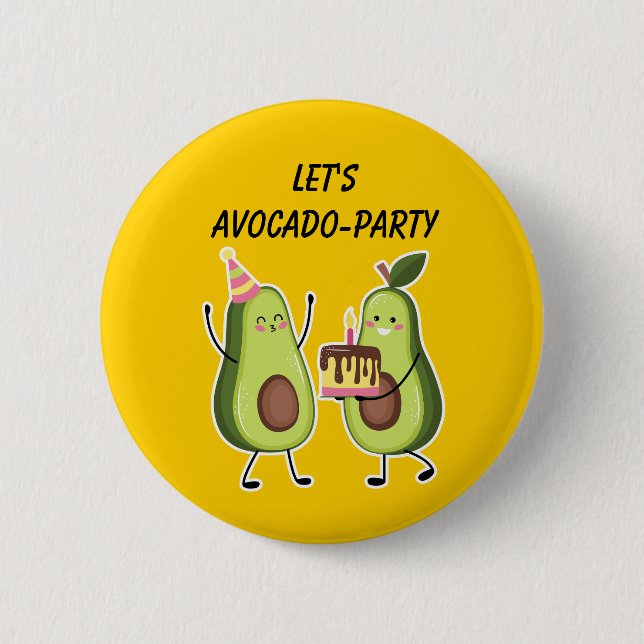 Avocado Birthday Celebration Custom Pin Button (Vorderseite)