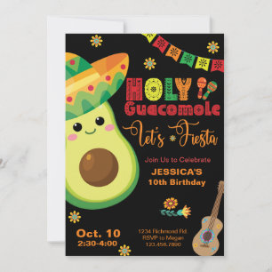 Avocado Birthday Fiesta Party Kids Green Red Einladung