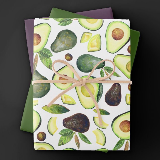 Avocado Blüten | Dunkelgrünes rustikales Fruchtmus Geschenkpapier Set (Von Creator hochgeladen)