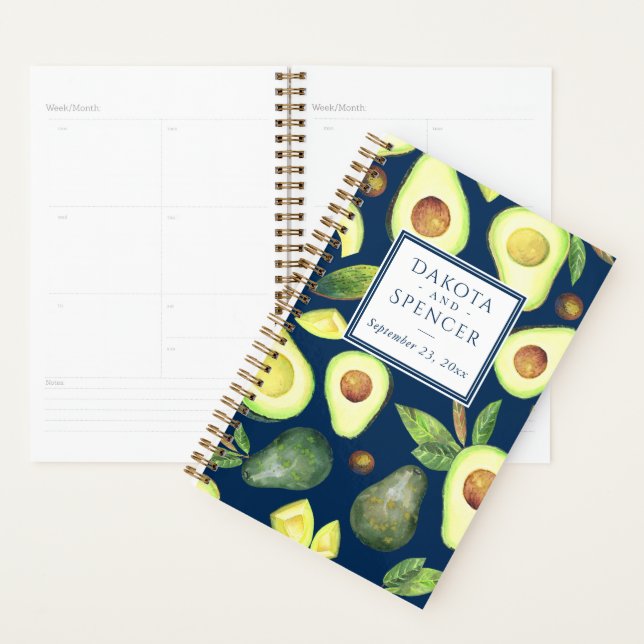 Avocado Blüten | Rustikales blaues Muster Planer (Anzeige)
