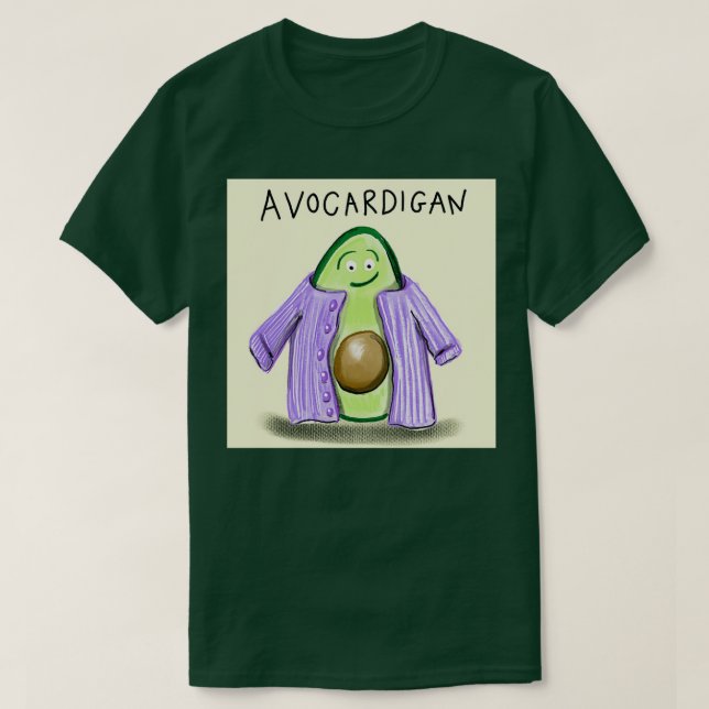 Avocado Cardigan Tagesdoodle-Design T-Shirt (Design vorne)