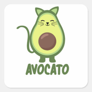 Avocado Cat Funny Food Kitten Avocato Quadratischer Aufkleber
