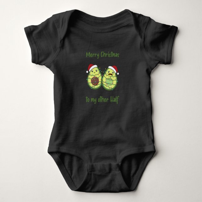 Avocado Christmas Lights Funny Avocados Baby Strampler (Vorderseite)