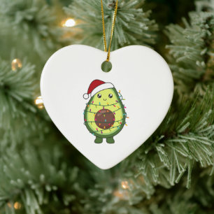 Avocado Christmas Lights Funny Avocados Keramik Ornament