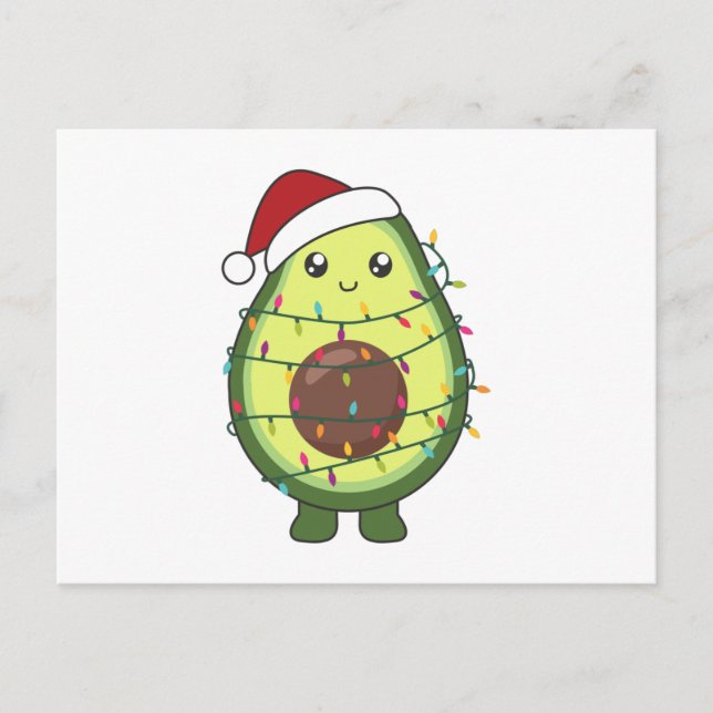Avocado Christmas Lights Funny Avocados Postkarte (Vorderseite)