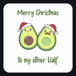 Avocado Christmas Lights Funny Avocados Quadratischer Aufkleber<br><div class="desc">Frohe Weihnachten zu meinem Anderen half. Eine lustige Weihnachtsfeier mit Avocados. Ein süßer Weihnachtsweih mag gerne essen. Avocado ist beliebt bei Veganern und Vegetariern.</div>