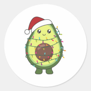 Avocado Christmas Lights Funny Avocados Runder Aufkleber