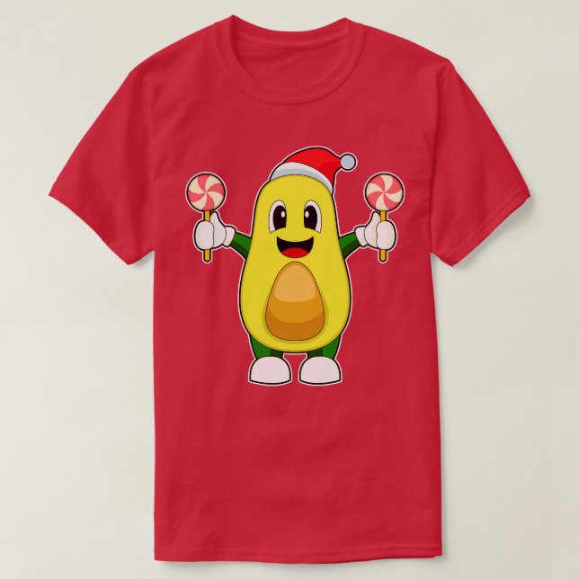 Avocado Christmas Lollipop T-Shirt (Design vorne)