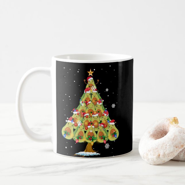 Avocado Christmas Tree Santa ELF Avocado Lover Kaffeetasse (Mit Donut)