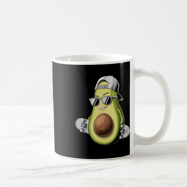 Avocado Cool Skateboarding Avocado mit Kappe  Kaffeetasse (Rechts)