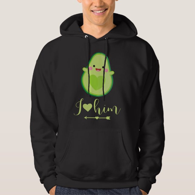 Avocado couple I love him partner Valentine s Day Hoodie (Vorderseite)