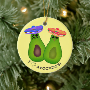 Avocado Couple w Sombreros Keramik Ornament