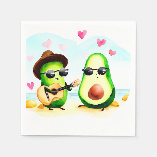 Avocado Couple Wedding Serviette (Vorderseite)