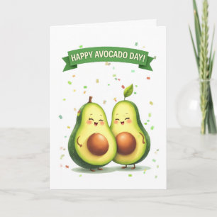 Avocado Day Niedlich Avocado Couple mit Banner Karte