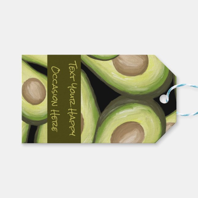 Avocado Design Druckgeschenk-Tag Geschenkanhänger (Vorderseite (Horizontal))