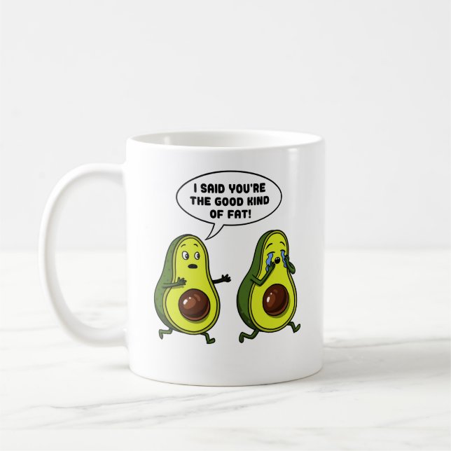 Avocado die gute Art des fetten lustigen veganen Kaffeetasse (Links)
