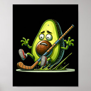 Avocado-Eishockey-Humor-Cartoon-Torwart-Schlupf  Poster