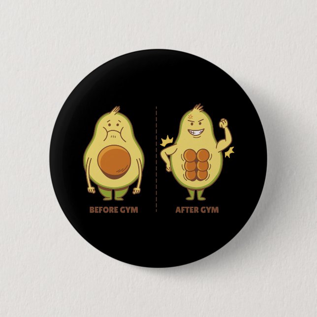 Avocado Fitnessstudio Liebhaber Button (Vorderseite)