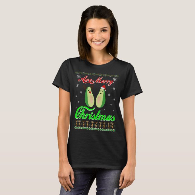 Avocado-frohe Weihnachten T-Shirt (Vorne ganz)