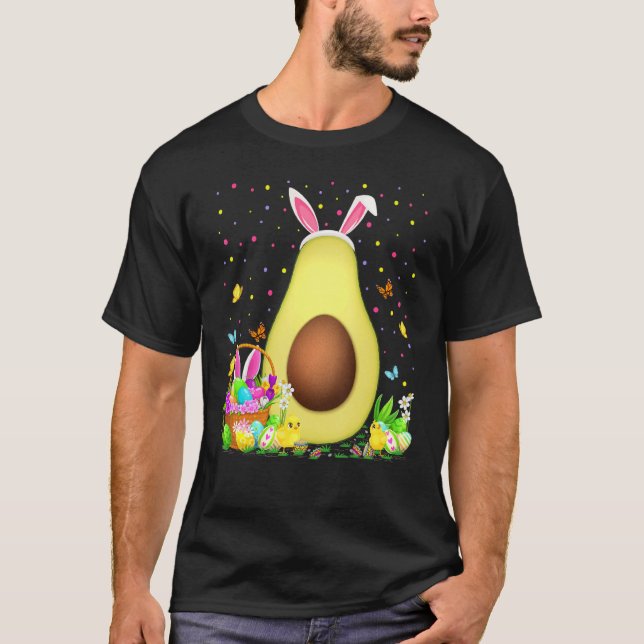 Avocado Frucht Ostereier Hunt Bunny Avocado Osterz T-Shirt (Vorderseite)