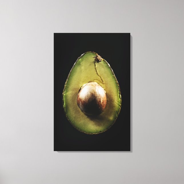 Avocado, Frucht, schwarzer Hintergrund Leinwanddruck (Vorderseite)