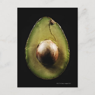 Avocado, Frucht, schwarzer Hintergrund Postkarte