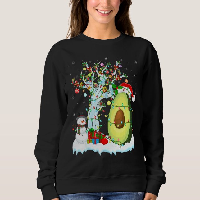 Avocado Fruit Xmas Tree Lighting Weihnachtsmannmüt Sweatshirt (Vorderseite)