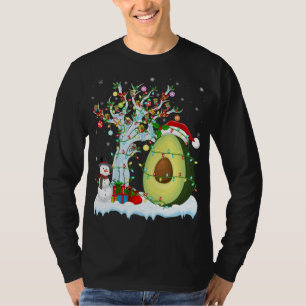 Avocado Fruit Xmas Tree Lighting Weihnachtsmannmüt T-Shirt