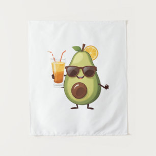 Avocado Fun fröhlicher Urlaub Tropische Getränke O Wandteppich