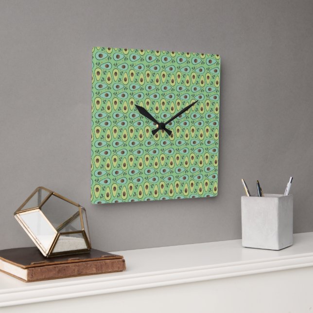 Avocado Gemüse Obst Koch Küche Quadratische Wanduhr (Büro)