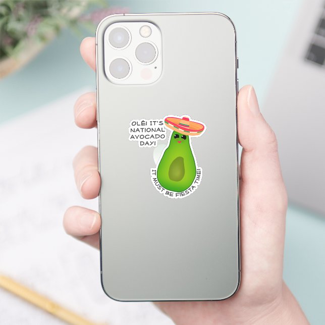 Avocado Girl mit Sombrero Aufkleber (Telefon)