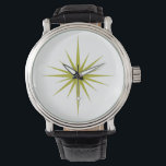 Avocado Green Atomic Sternexplosion Mitte Jahrhund Armbanduhr<br><div class="desc">Diese moderne Vintage Uhrenuhr aus der Mitte des Jahrhunderts besticht durch eine kühne,  avocado-grüne Sternexplosion,  die Ihr Handgelenk ganz besonders schön macht!</div>