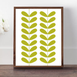 Avocado Green Blume Buds Mid Century Modern Poster