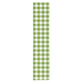 Avocado Green Plaid Gingham Retro Color Kurzer Tischläufer