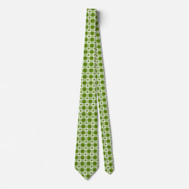 Avocado Green Plaid Shamrock Clover Retro Neck Tie Krawatte