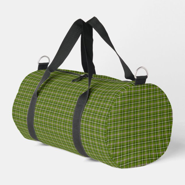 Avocado Green Plaid Windowpane Pattern Retro Duffle Bag (Linke Seite)
