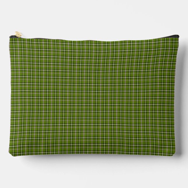 Avocado Green Plaid Windowpane Pattern Retro Zubehörtasche (Vorderseite)