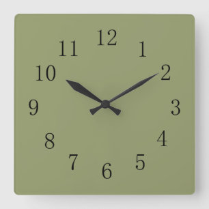Avocado Green Square Wall Clock Quadratische Wanduhr