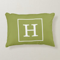 Avocado Green White Gerahmt Initial Monogram
